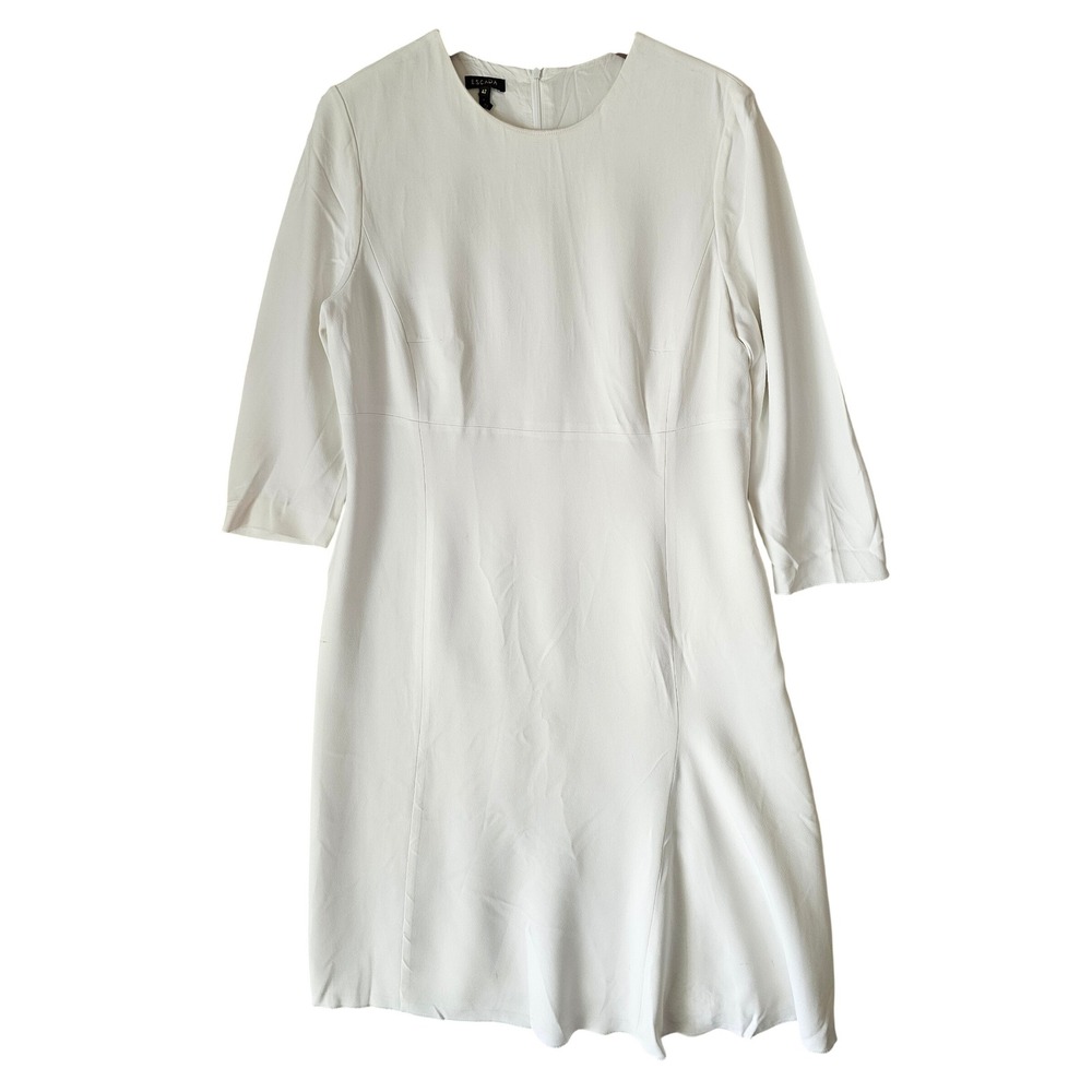Escada Dequineta Off-White 3/4 Sleeve Shift Dress Size 42 1006326 01 - Picture 2 of 11